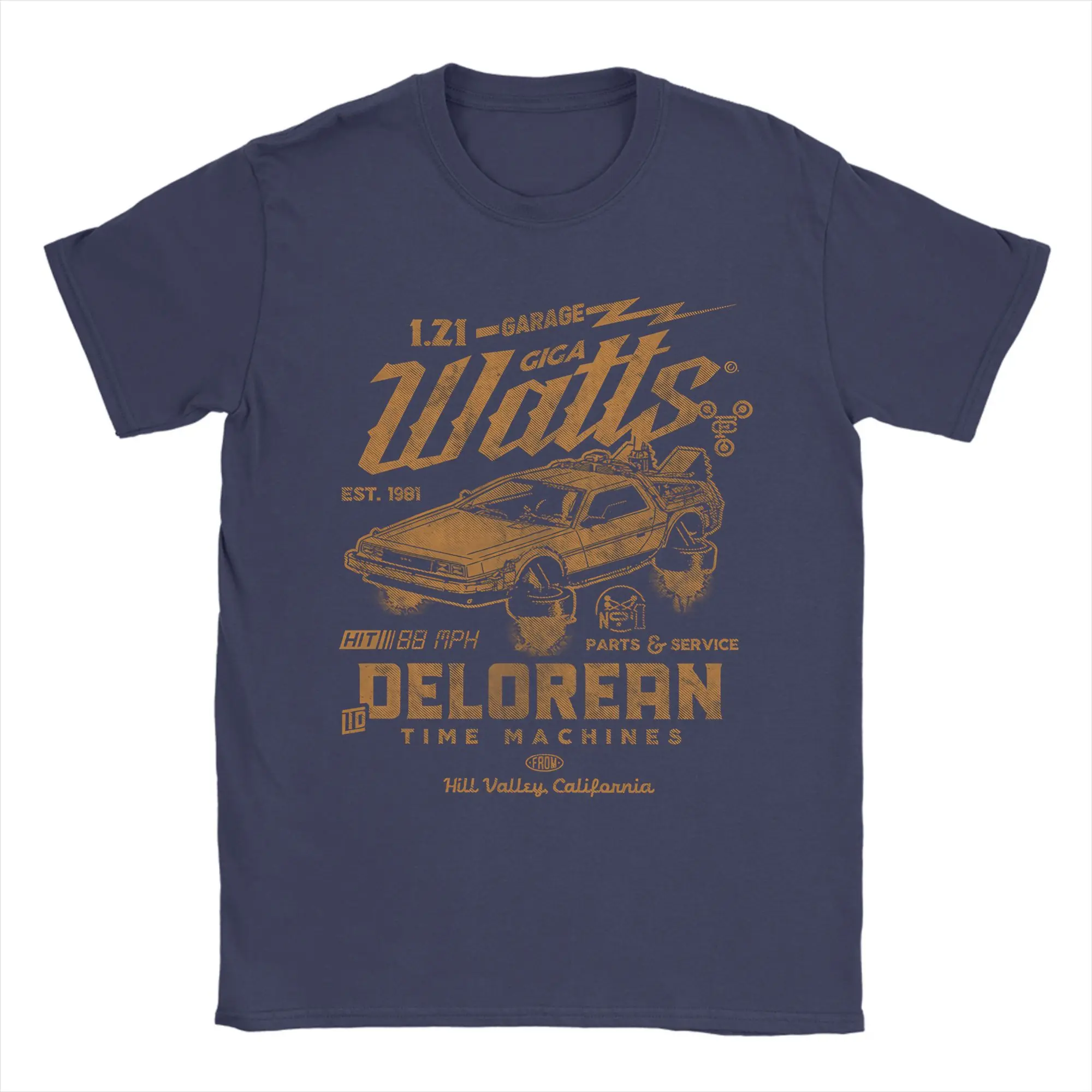 تي شيرت رجالي العودة إلى المستقبل ريترو محب قطن تي شيرت قصير الأكمام DeLorean سيارة تي شيرت Crewneck الملابس الرسم المطبوعة