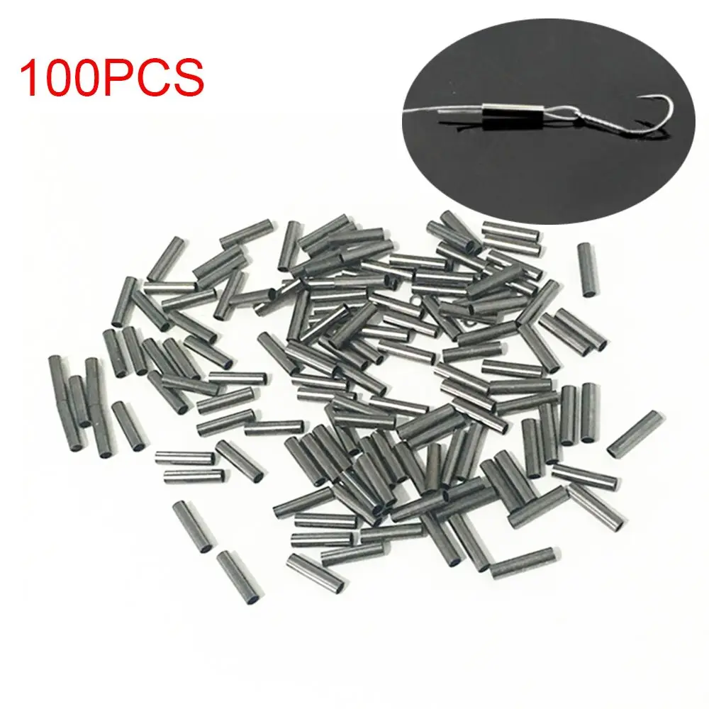 100 Buah/Lot Senar Pancing Tembaga Bulat Aluminium Kerut Lengan Tabung Tembaga 1.0Mm-2.8Mm Aksesori Memancing Laut Tabung Garis Portabel