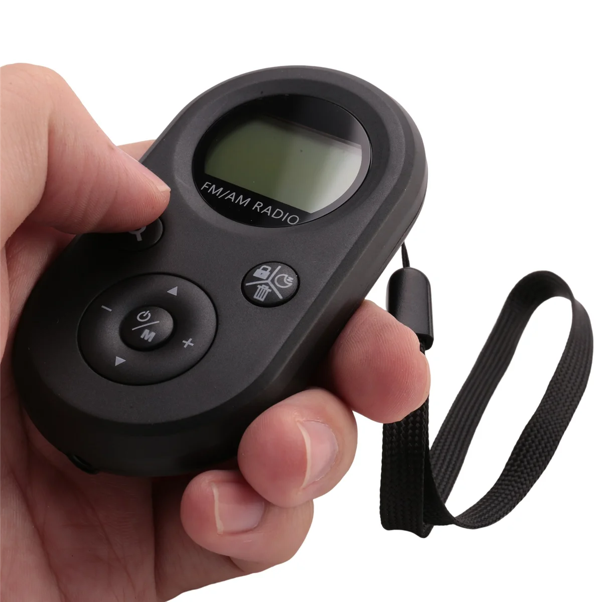 Mini FM/AM Radio Portable Pocket 76-108MHZ Rechargeable Radio Receiver with LCD Display Backlight Lanyard Design