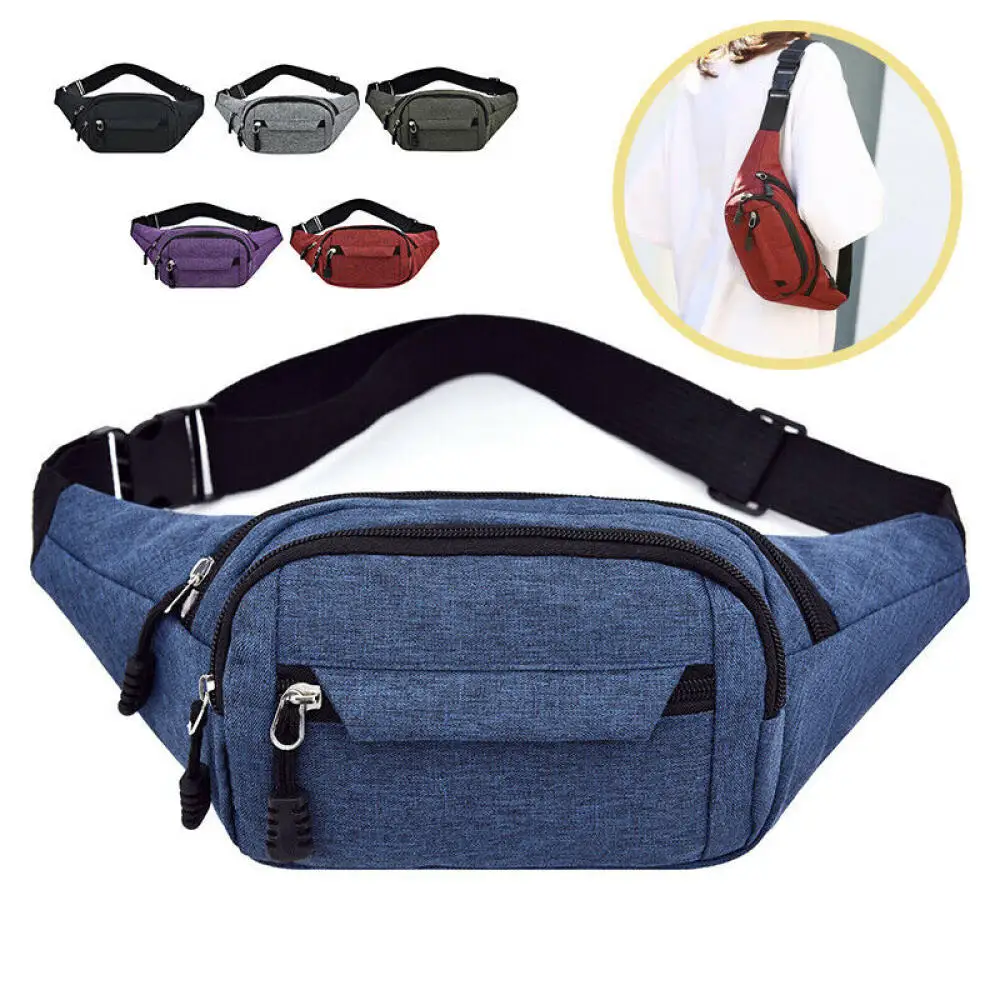 

Men's Waist Pack Waterproof Oxford Belt Bag Waist Bag Male Funny Pack Zipper Travel Chest Bag