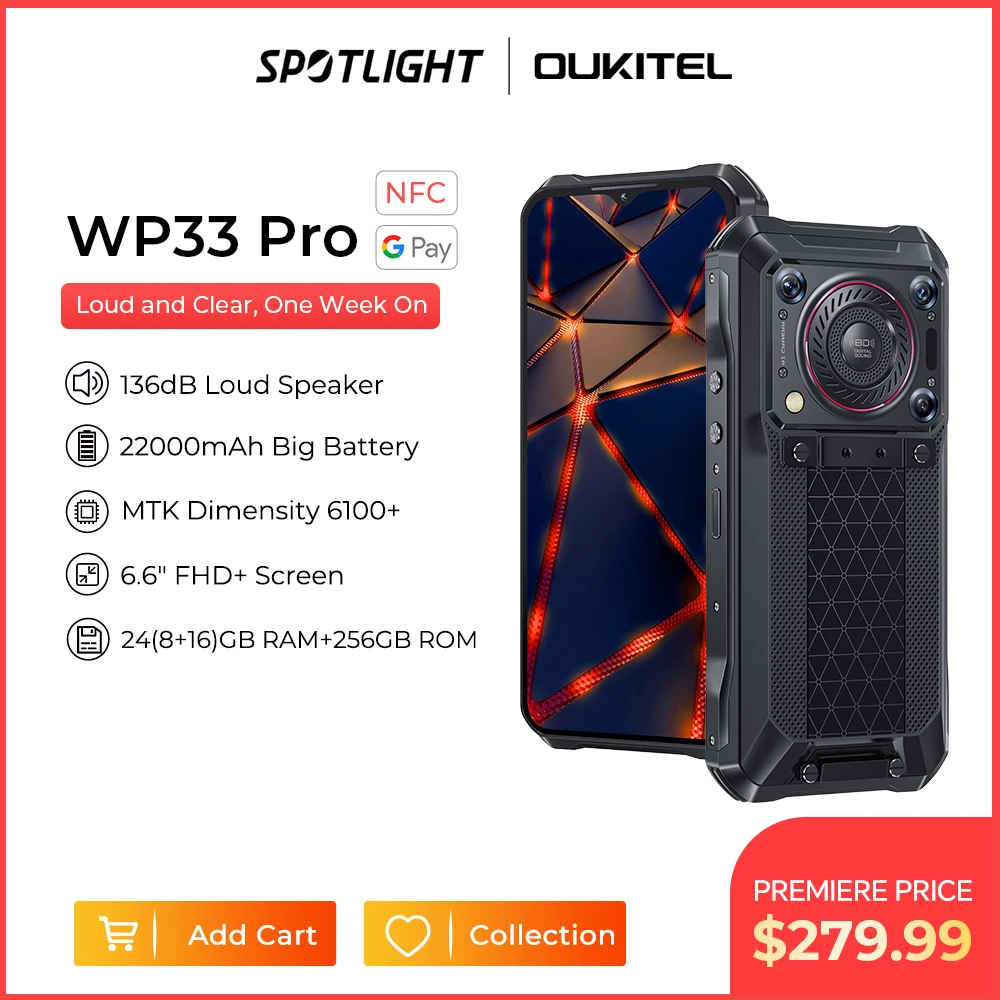 Oukitel WP33 Pro 5G Rugged Smartphone 22000mAh 6.6\