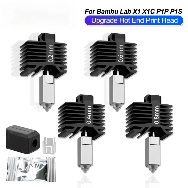 For Bambu Lab Original Stainless Steel Nozzle Hotend Kit Hotend for Bambu Lab P1P P1S X1 X1C Hot end Print Head 3D Printer Parts