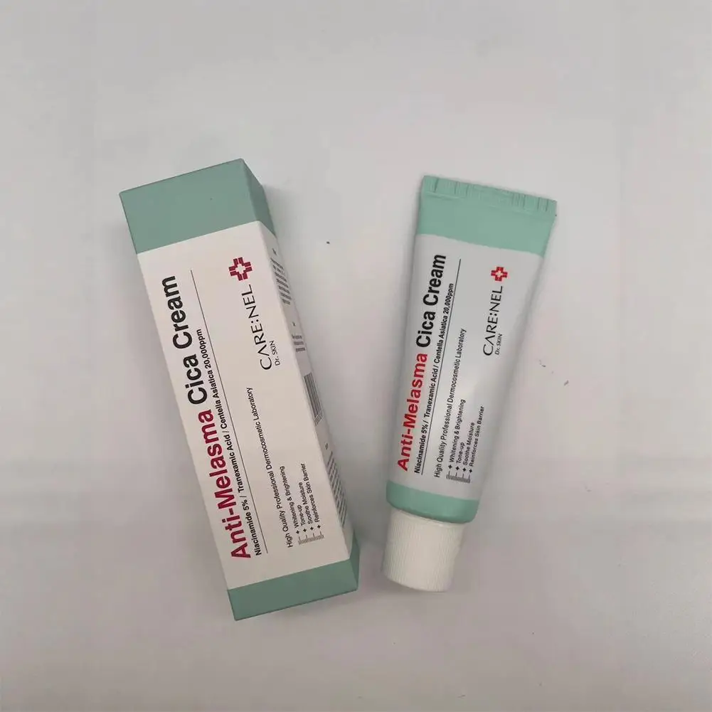 

Крем CARE:NEL Anti-Melasma Cica с 5% ниацинамидом, транексамовой кислотой и центеллой азиатской – осветляющий, против пигментации, нежный.