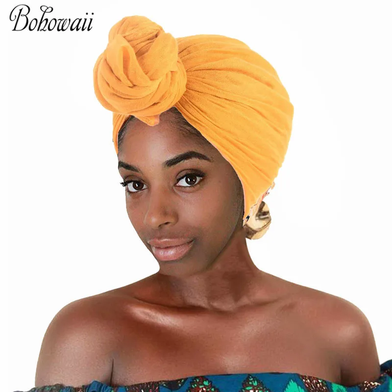 

BOHOWAII Head Scarves Wrap Turban for Black Women Long Pashmina Lightweight Oversize Solid Color Hijab Linen Cotton Headband