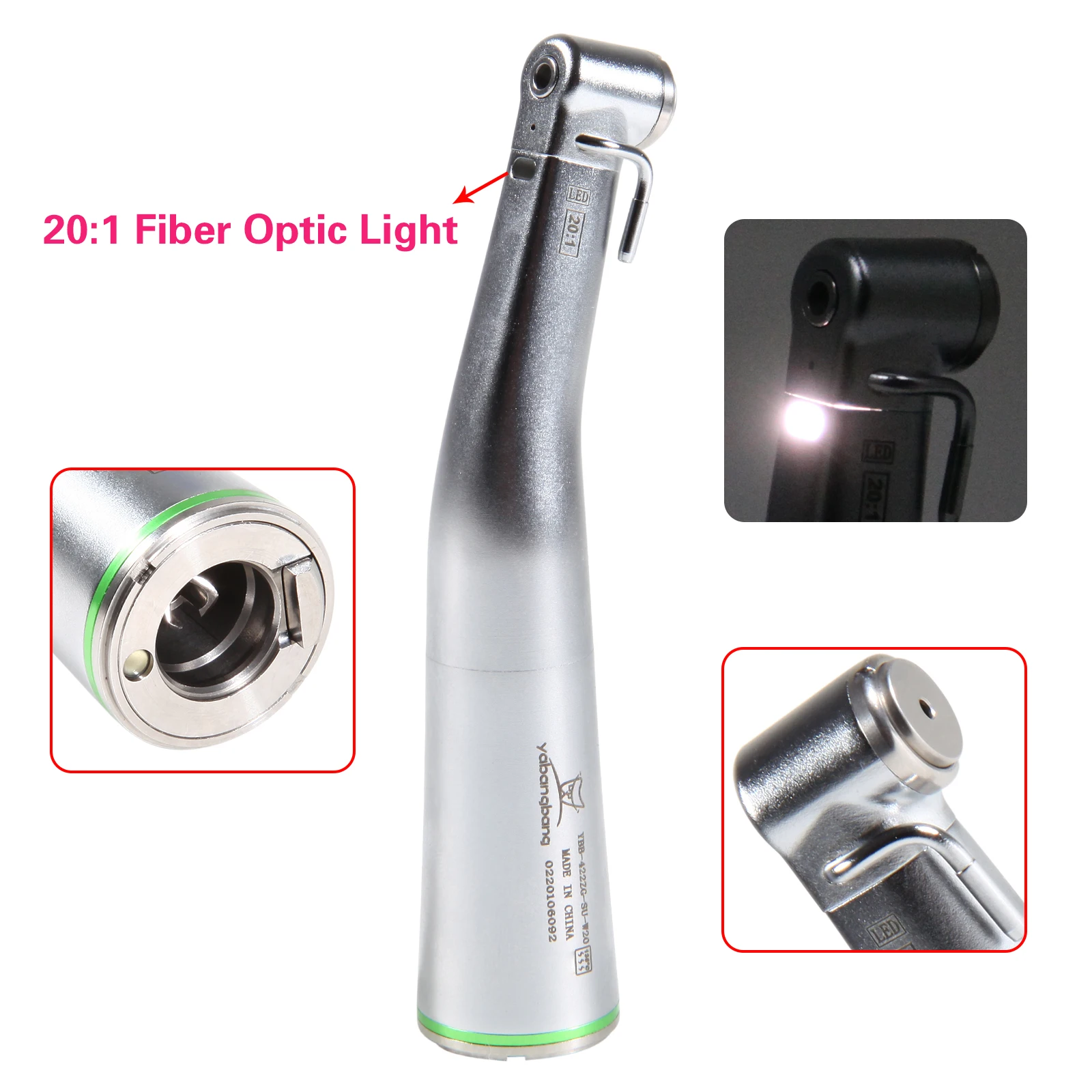 NSK Style Dental Implant (LED) Surgery 20:1 Reduction Handpiece Contra Angle