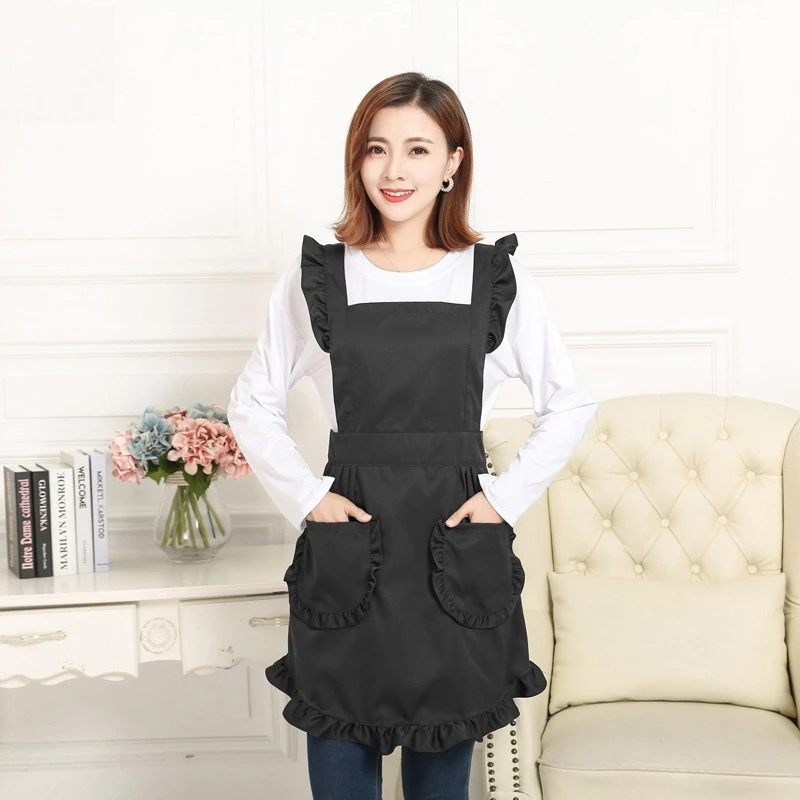 

Cute Lace Princess Apron for Women Cotton Fashion Nail Beauty Cleaning Work Apron