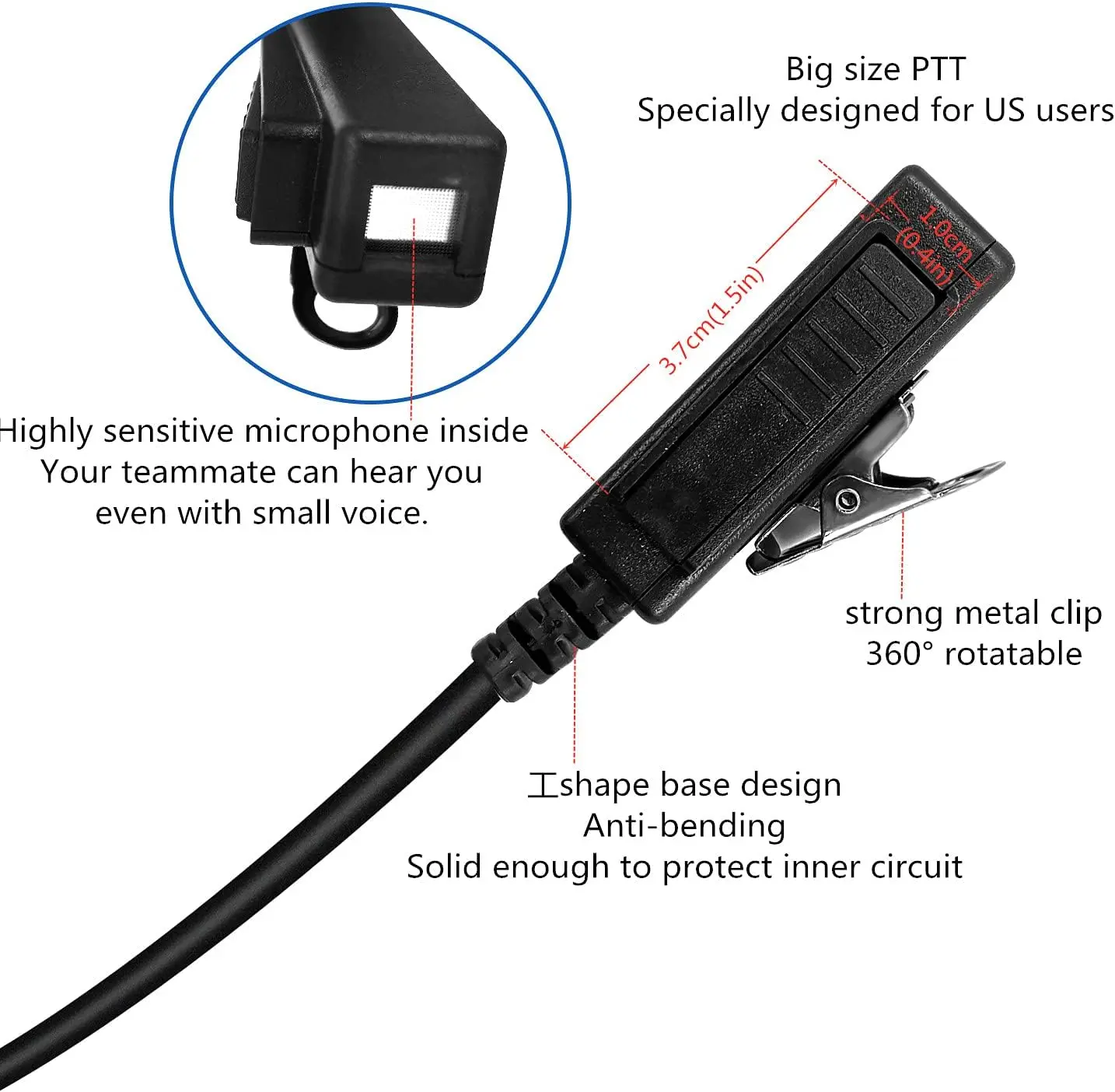 2-Pin Covert Acoustic Tube Earpiece Headset for Baofeng Radio Kennwood TYTera Woxun Puxing Quansheng WLN Linton Walkie Talkie