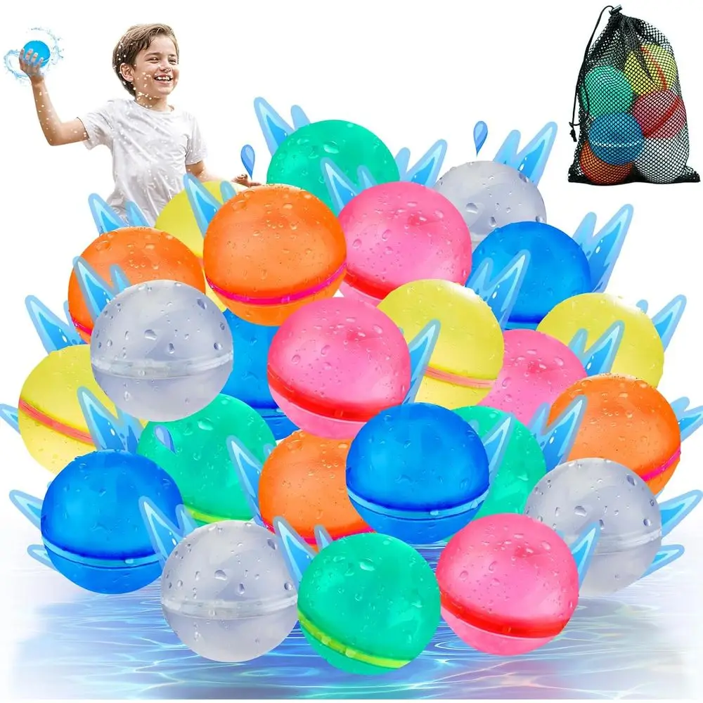 

24Pcs Reusable Water Balloons, Magnetic Water Balls Quick ill, Sel-Sealing Water Toys or Kids Outdoor Games, Summer Pool Beach P