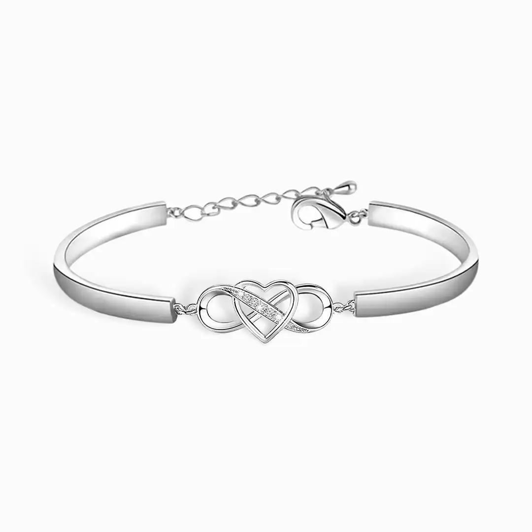 To My Daughter Heart Bracelet for Women Crystal Infinite Love Silver Color Chain Bangles Wedding Accessories Bride Jewelry