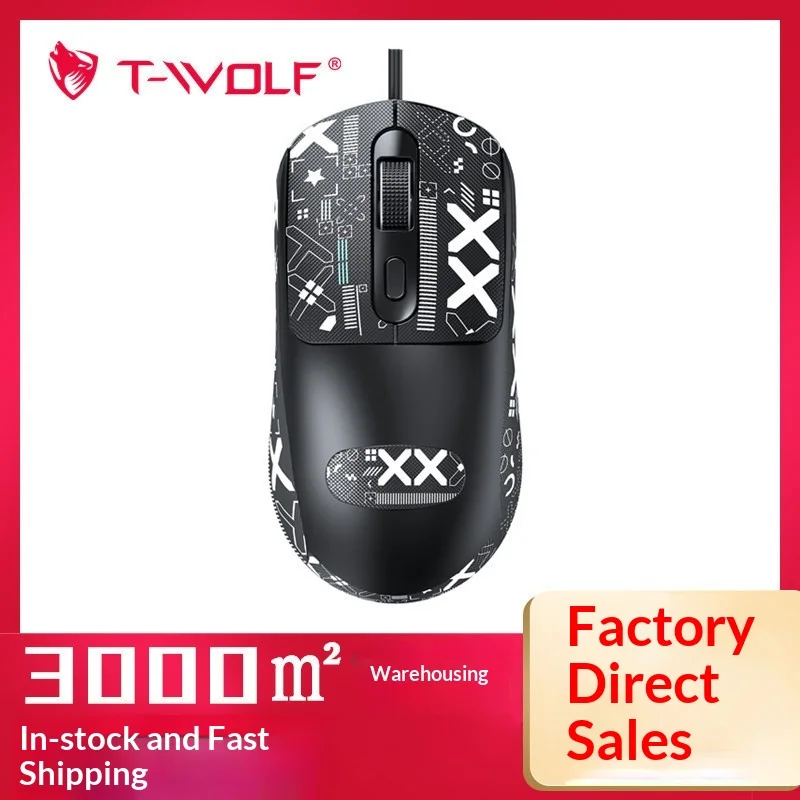 T-Wolf G580 Wired Gaming Office Mouse With Anti Slip Sticker 3d Scroll Wheel Comfortable Ergonomic Grip For Desktop Laptop Users