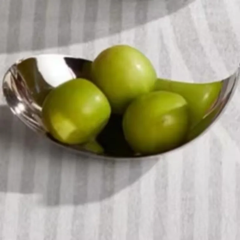 European light luxury stainless steel fruit plate, high value home living room dining room Nordic decoration