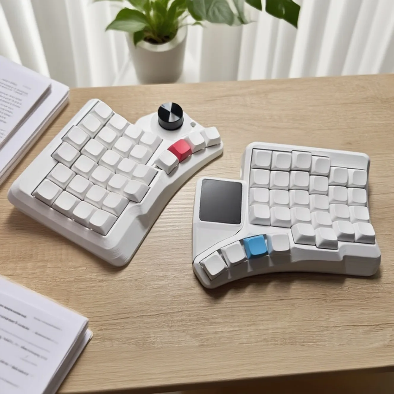 湾曲したスプリットキーボード HPD V2 トラックボールタッチパッド磁気スタンドノブゲーミングキーボードキット有線ホットスワップ QMK バイアル MX スイッチ Teclado