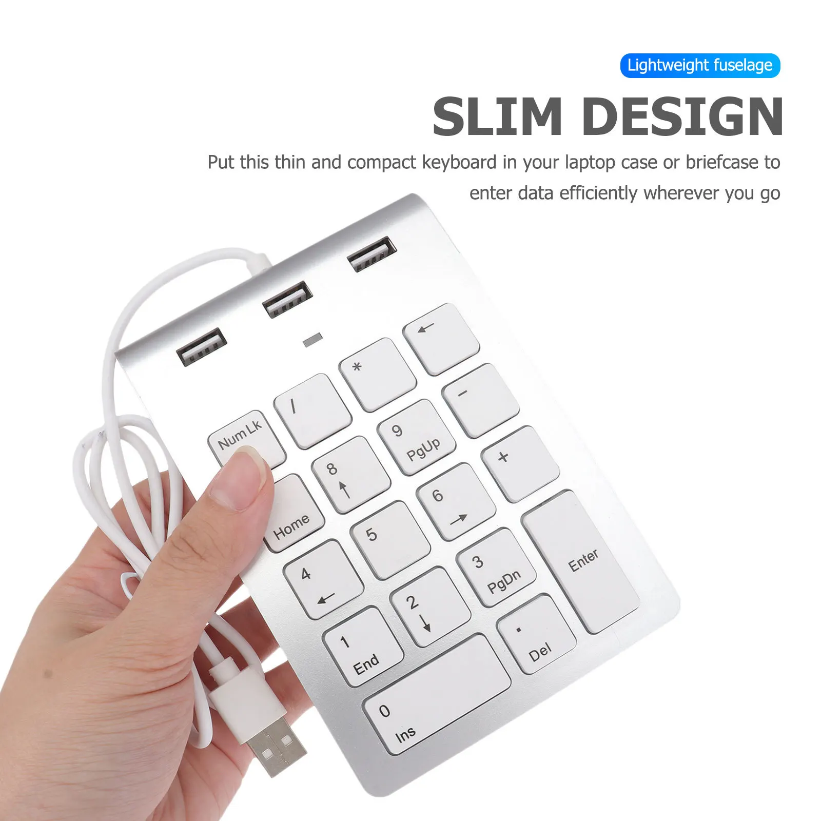 

18-Key Zinc Alloy Numeric Keypad Metal Wired USB 3 USB 2.0 Hub Plug Play for Laptop Desktop 7 8 10