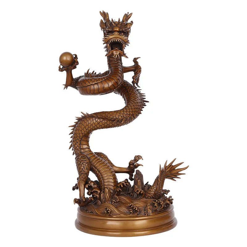 Copper dragon ornament, home office auspicious beast zodiac dragon interior decoration handicrafts store opening gift
