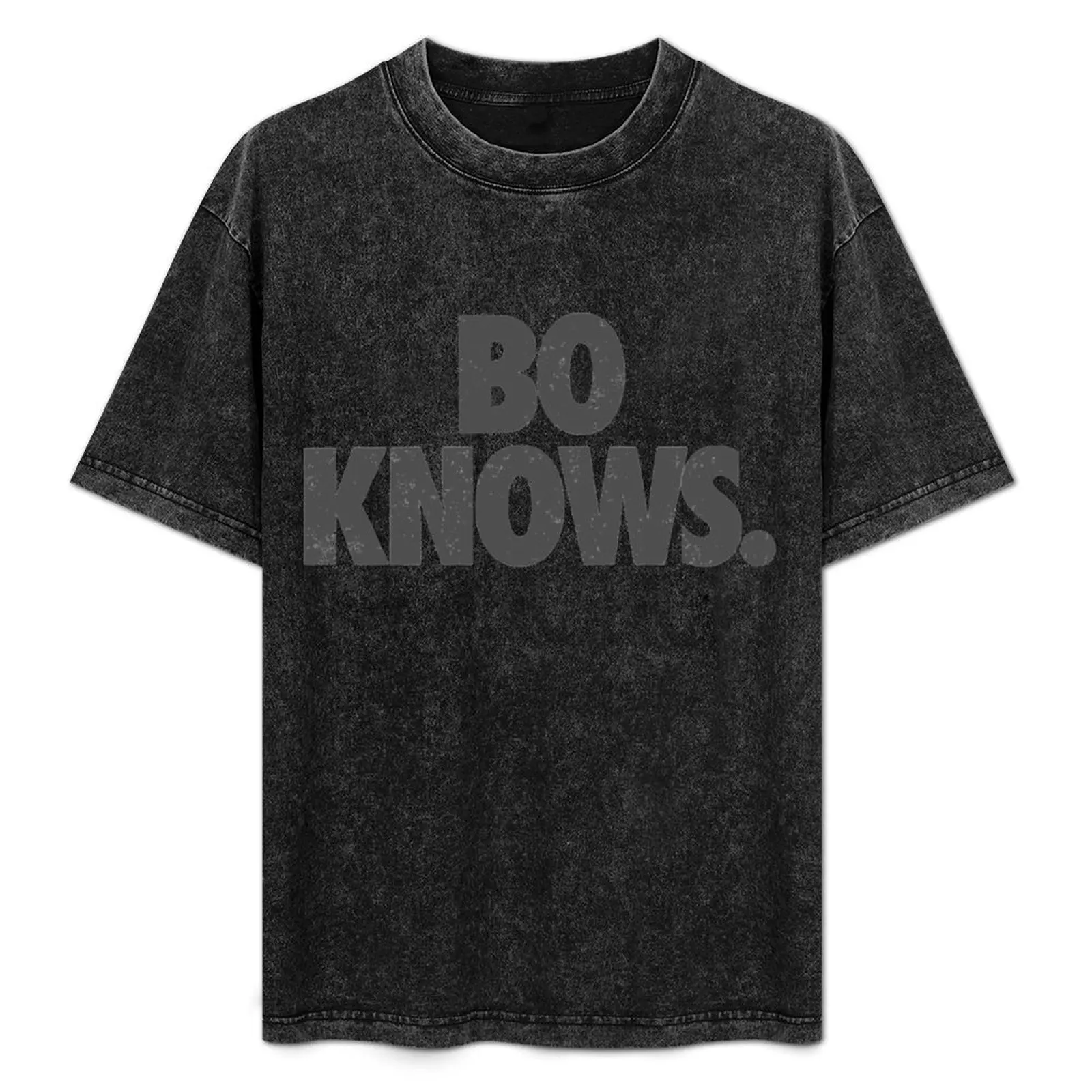 Bo knows gray vintage text logo T-Shirt oversizeds graphic t shirt vintage men clothings