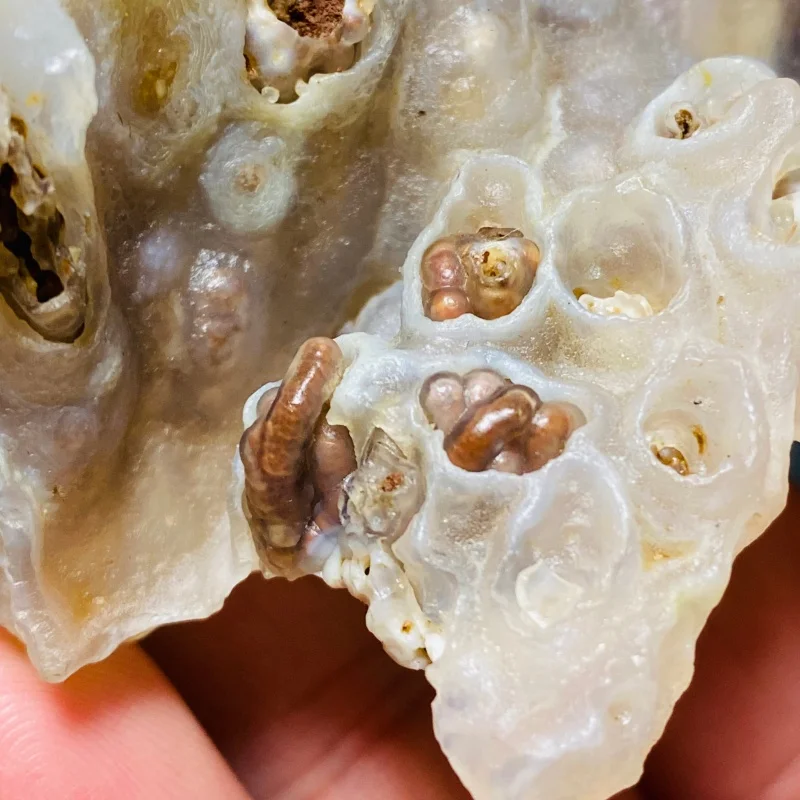 Natural white agate mineral specimen - Nanchong grape agate - has healing energy and can be used for home decoration.