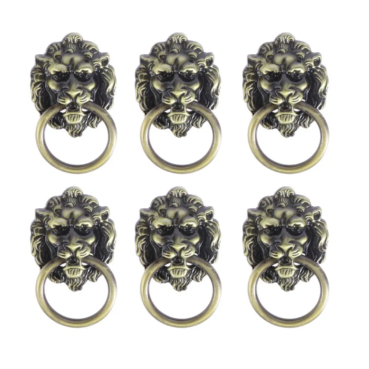 

6 Pcs Lion Head Handle Kitchen Cupboard Accessories Drawer Door Knobs Vintage Dresser Alloy Pull