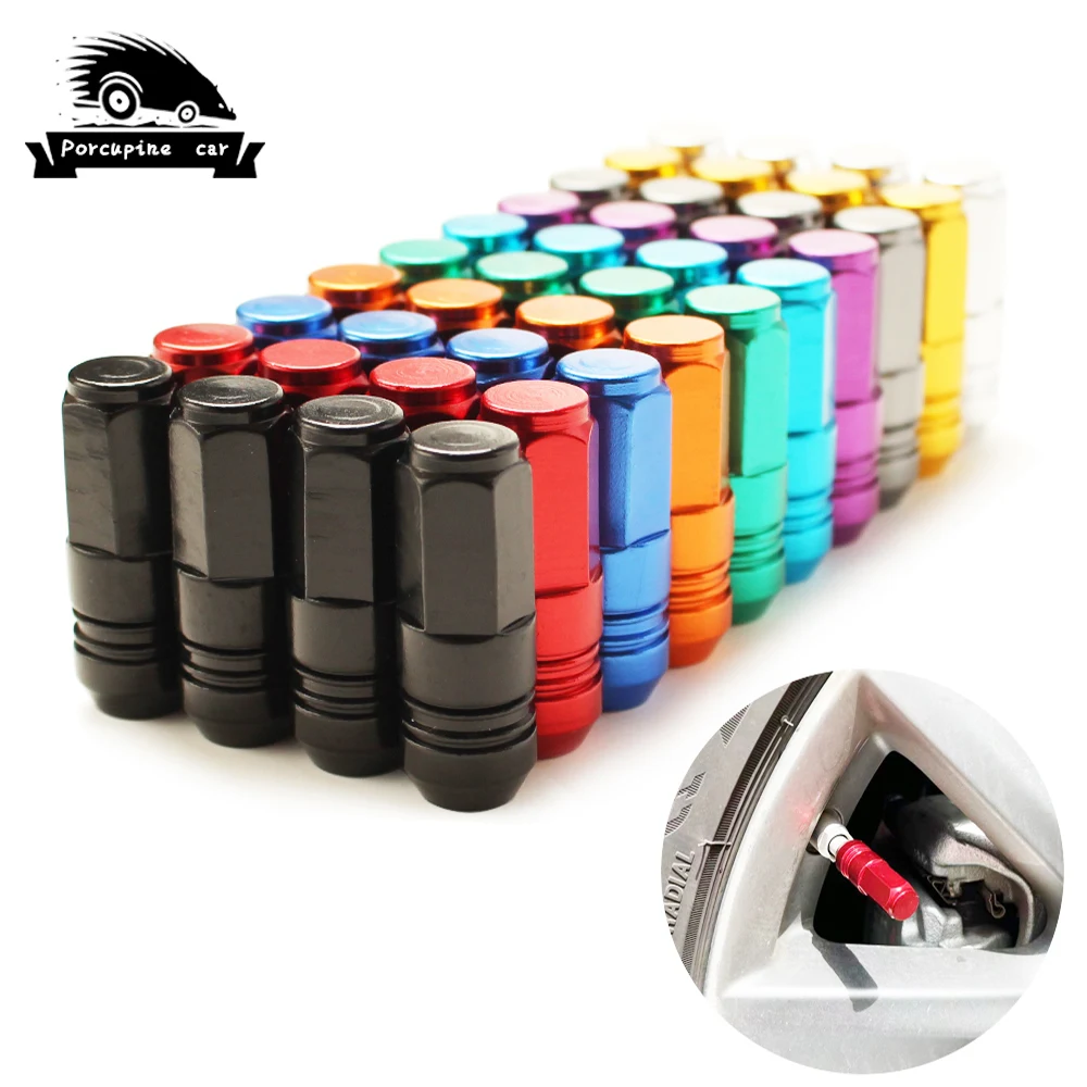 4x Universal Hub screw shape Tire Rim Wheel Stem Valve Caps Cover Blue/Red/Black/Rainbow for Car Truck Bike Air Port Accessories