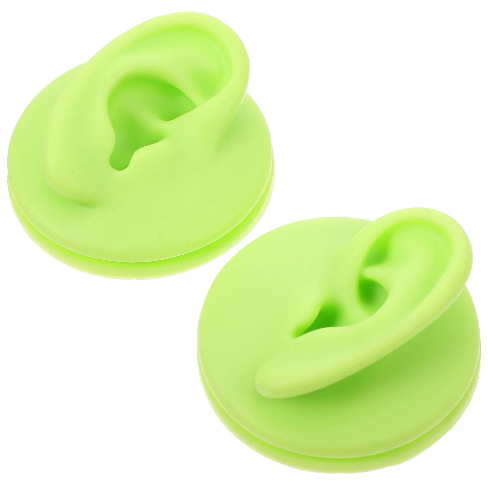 2 Pcs Colored Silicone Ear Model Right Left Human Piercing Practice Display Smooth Lifelike Shape Cost Effective Jewelry