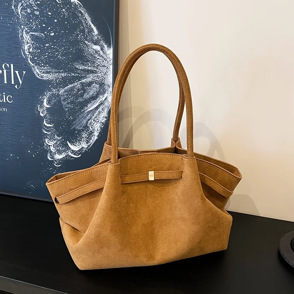 Autumn and Winter Deerskin Velvet Underarm Bag Women's New Large Capacity Vintage Tote Bag Fashion All-Matching Female Commuter