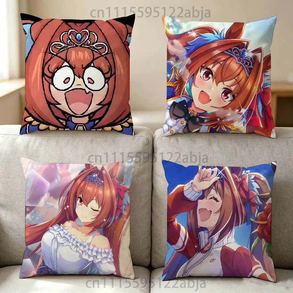 D-Daiwa Scarlet U-Umamusume Pretty Derby Throw Pillow Case 40x40cm Decoration DIY Square Chair Pillowcase Pad Cover