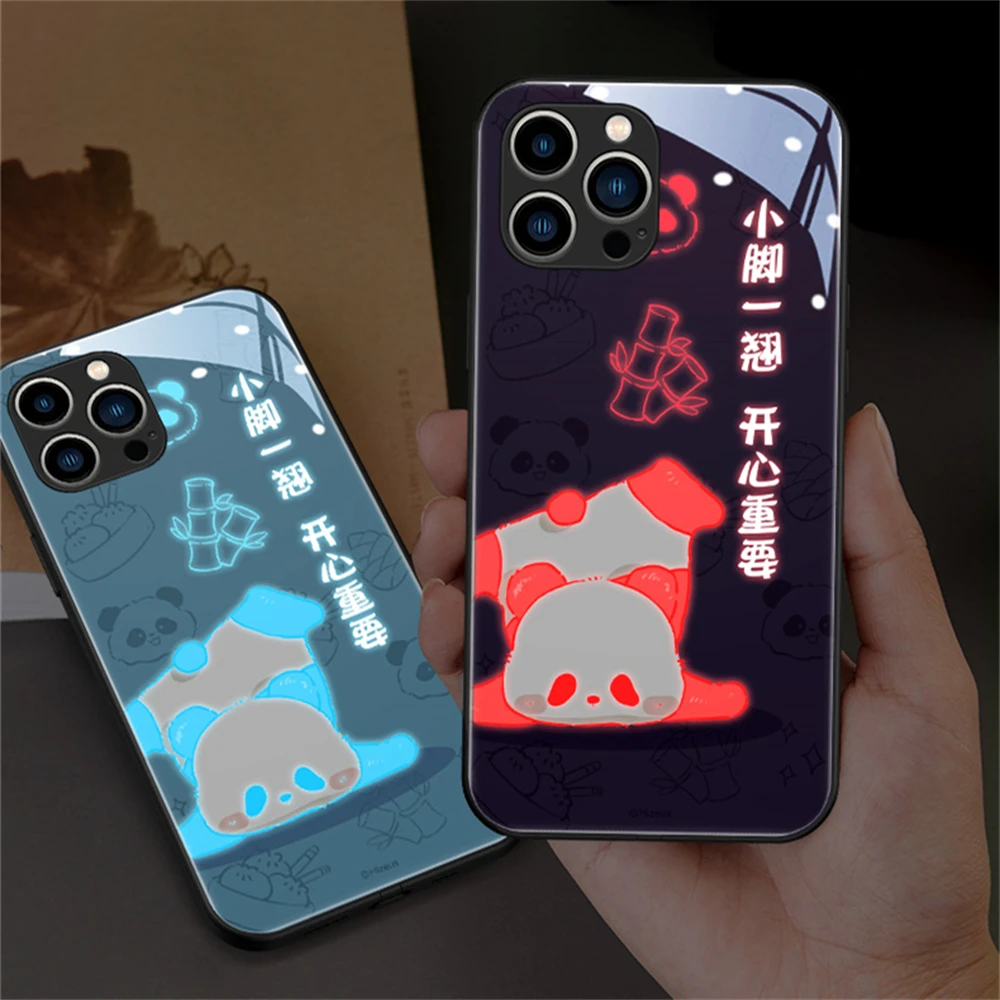 Panda Animal LED Light Up Phone Case For Samsung S24 S23 S22 S21 S20 FE Note 10 20 Plus Ultra A54 A14 A53 A52 A51 Back Cover