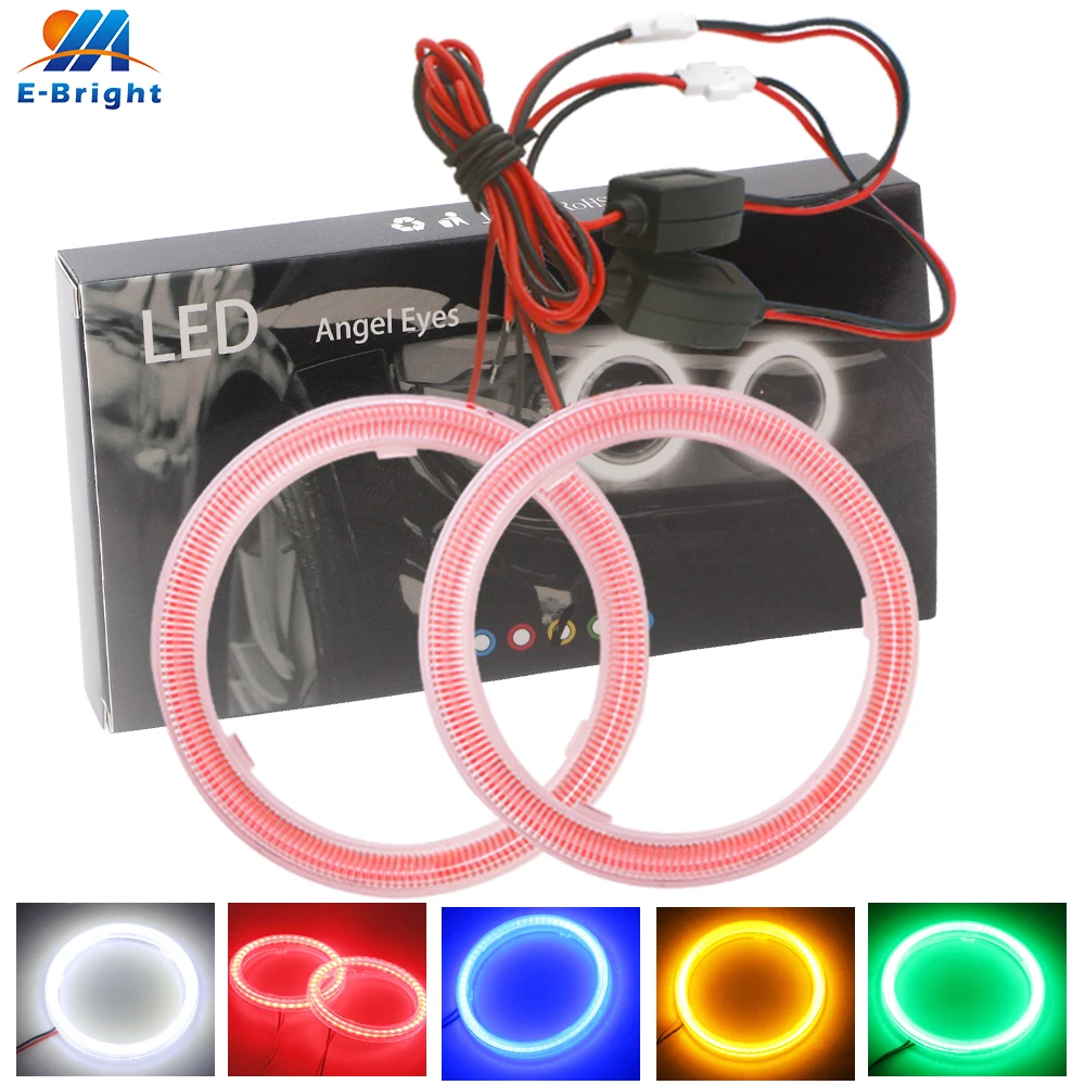 

2PCS COB Car Motors LED Angel Eyes 60mm 70mm 80mm 90mm 100mm 110mm 120mm 12V Halo Ring Headlight Fog Light Red Green Blue White