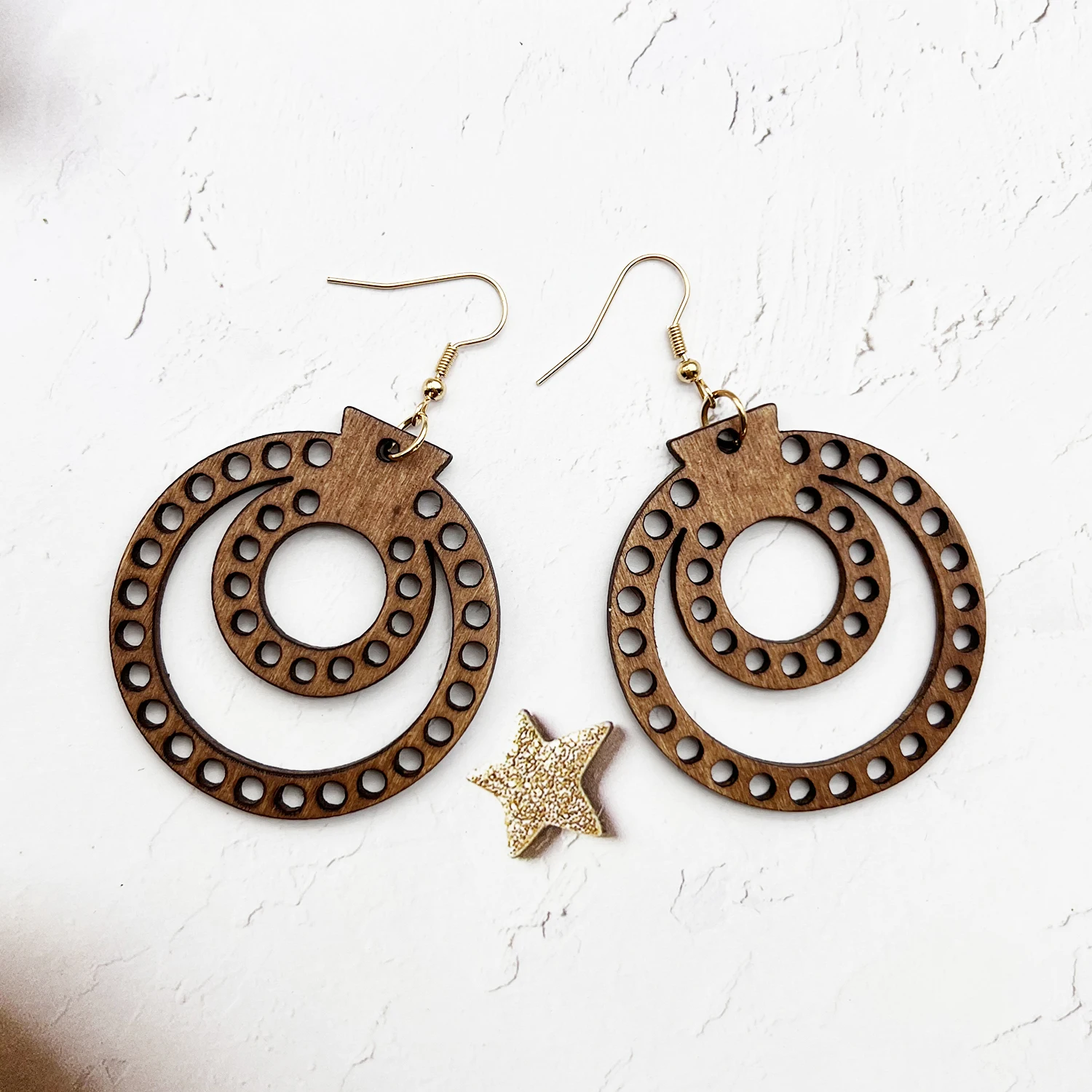 6 Pairs/set Classic Fashion Coffee Color Hollow Wood Earrings, Eardrop, Casual and Easiest for Match Wooden Ear Jewelry