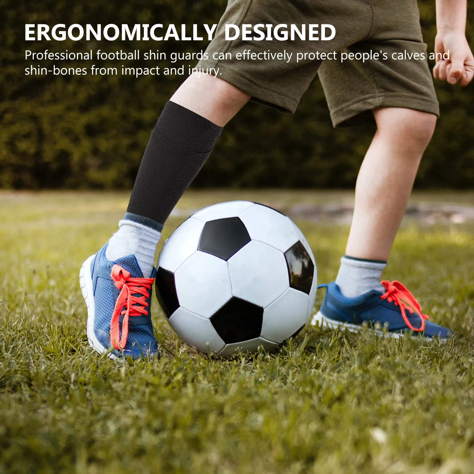 1Pair Adult Football Calf Guards Shin Pad Cover Sock Ergonomic Fit Non-Slip Support Calf Protective Sleeve for Intense Soccer