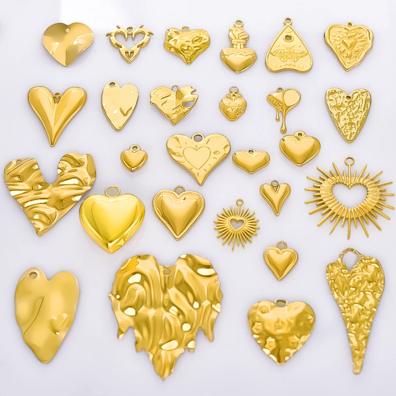 Personalità 5 ciondoli a cuore in acciaio inossidabile pz/lotto per forniture per la creazione di gioielli risultati del pendente con ciondolo