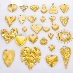 5pcs Metal Heart Pendant 3D Smooth Love Sun Stainless Steel Charms For Jewelry Making Bulk Women/Men Pendants Handmade Bracelets