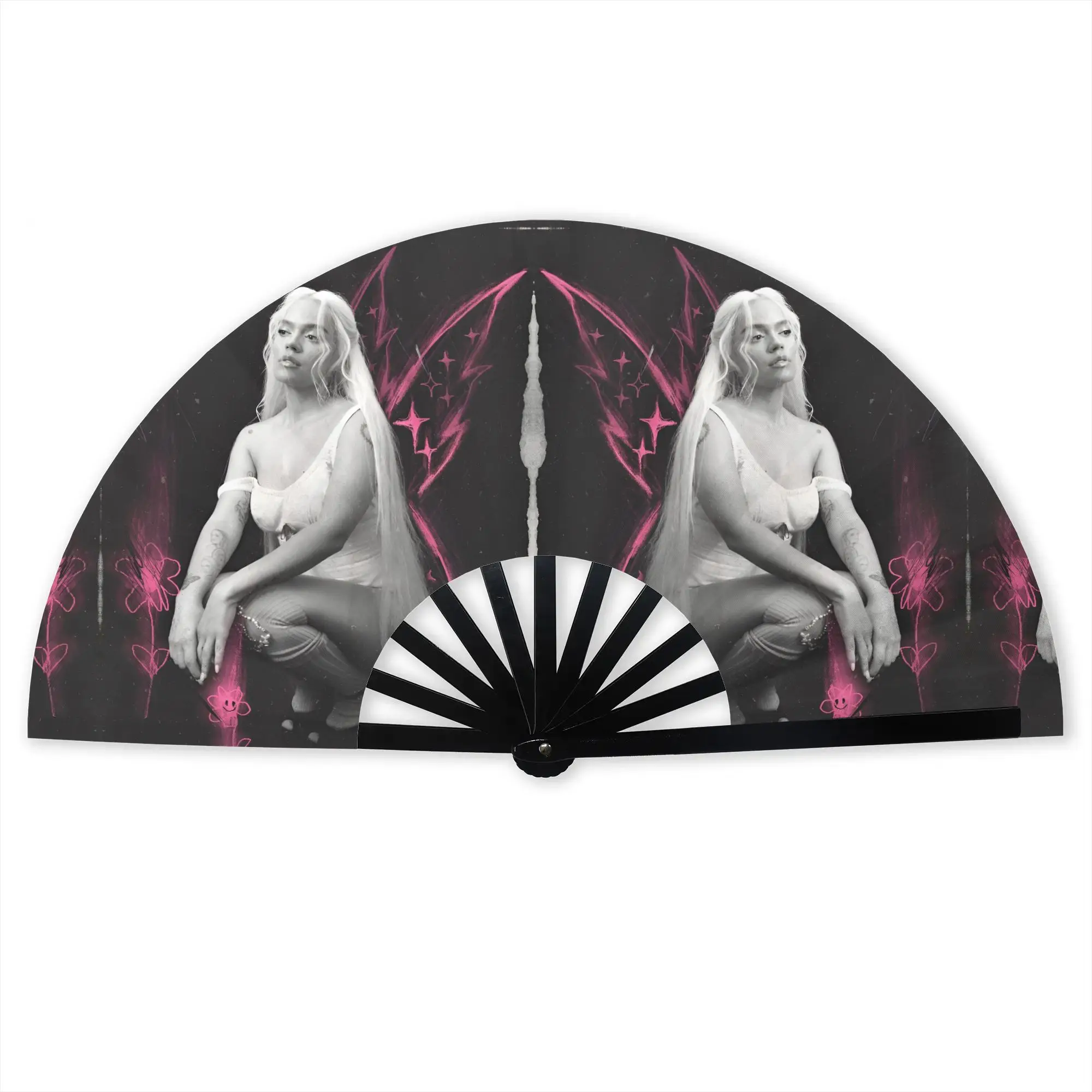 Singer Karol G Folding Hand Fan DIY  Polyester Fabric Fan Cool Summer Accessory Decorative Fans
