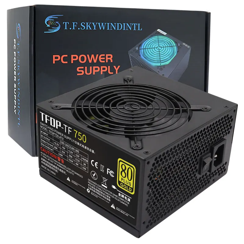 T.F.SKYWINDINTL NEW Gold 750W max 1000w Computer TF750 PC Power Supply Medal Active PFC ATX