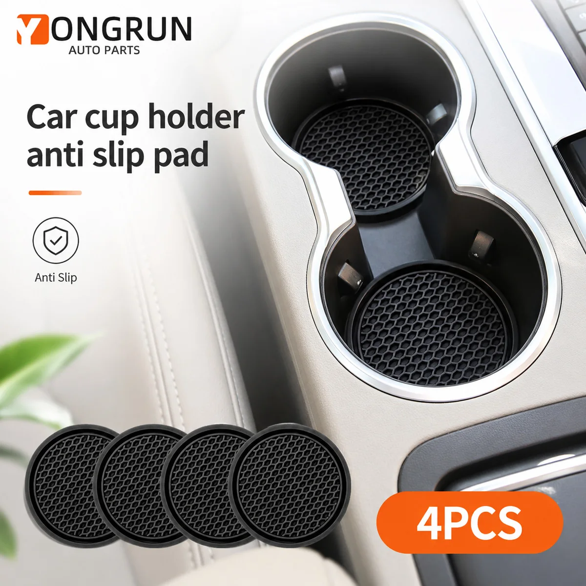 YONGRUN Car Cup Holder Silicone Anti Slip Pad 4PCS Universal Drink Coaster Insert Mat for Auto SUV Truck Interior Decoration