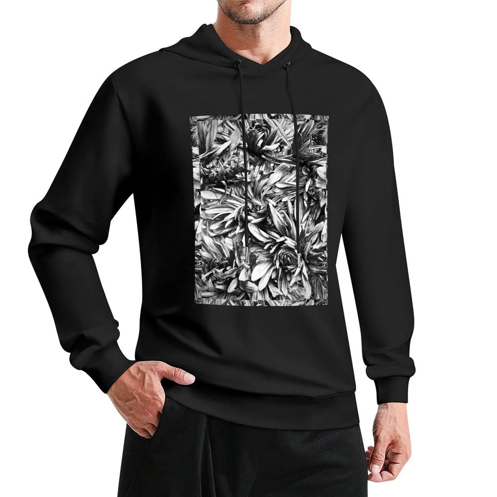 Monochrome flowers Pullover Hoodie anime clothing designer hoodies