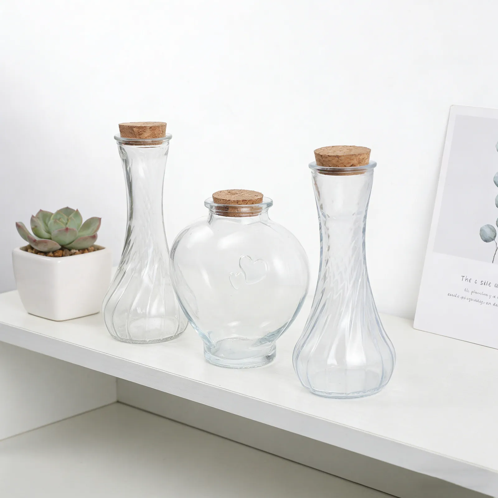 3 pièces, pot à sable en forme de cœur pour mariage, décoration pour cérémonie d'union, bouteille en verre avec bouchon en liège, souvenirs de lune de miel, cadeaux de douche