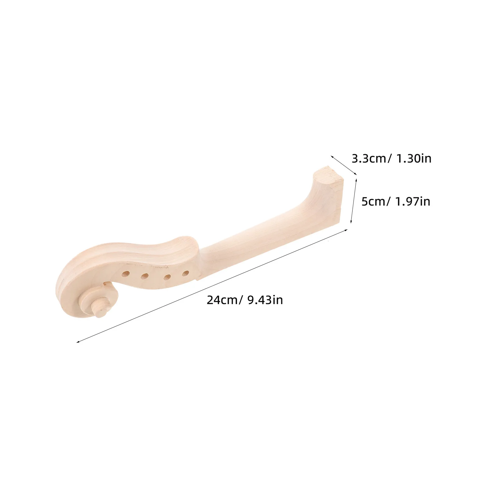 Unfinished Maple Violin Headstock with White Embryo Scroll – DIY Violin Repair & Replacement Part