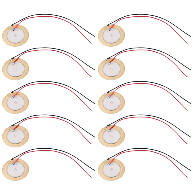 FULL-10 Pcs Piezoelectric Piezo  Wafer Plate Dia 27Mm For Buzzer Loudspeaker