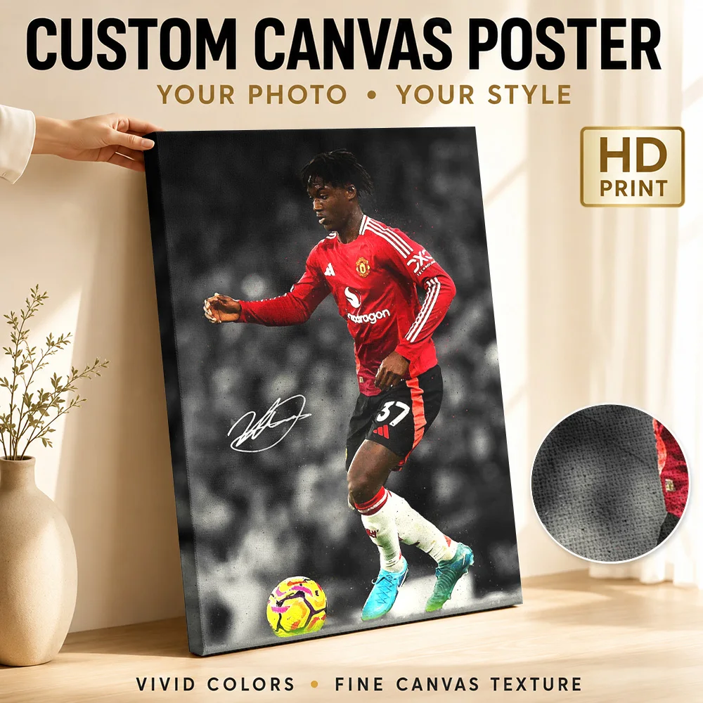 Cristiano Ronaldo Jersey Framed Canvas Print Poster Customized Photo Sports Portrait Wall Paintings Decoration for Bedroom Gym