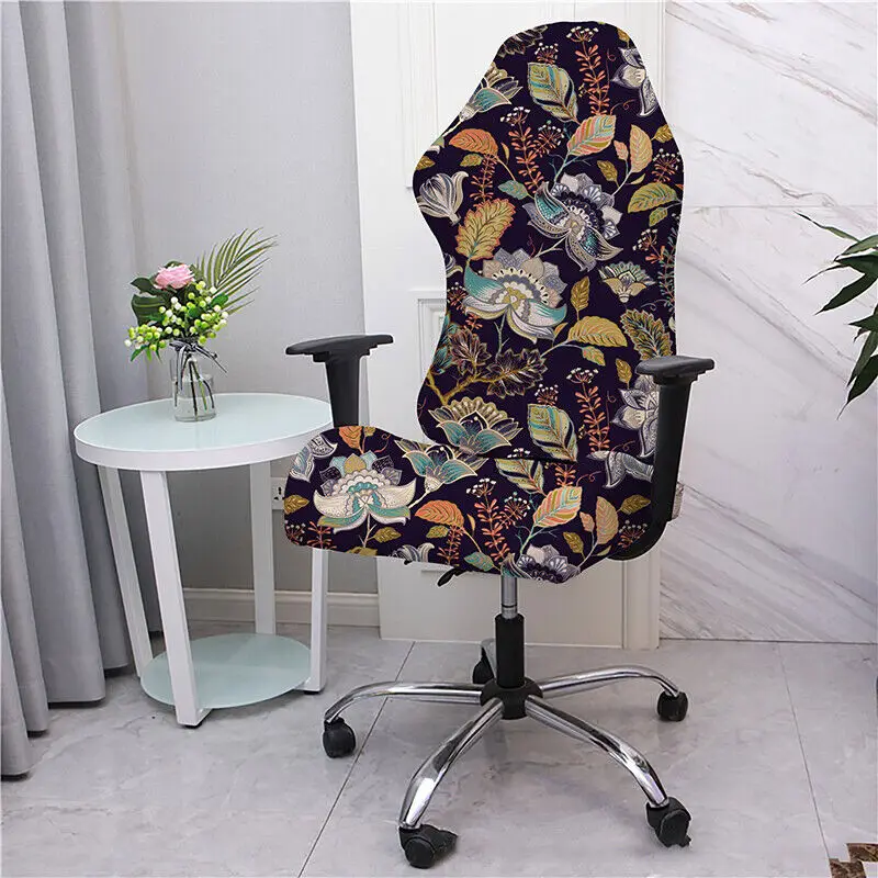 Stretch Computer Gaming Chair Cover Flower Office Swivel Armchair Slipcovers Seat Covers Protector Splicover New