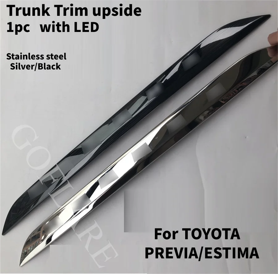 Accessories For Toyota Previa Estima ACR50 Car Rear Tail Trunk Lid Cover Trim &Tailgate Bottom Decoration Trunk Trim Stainless