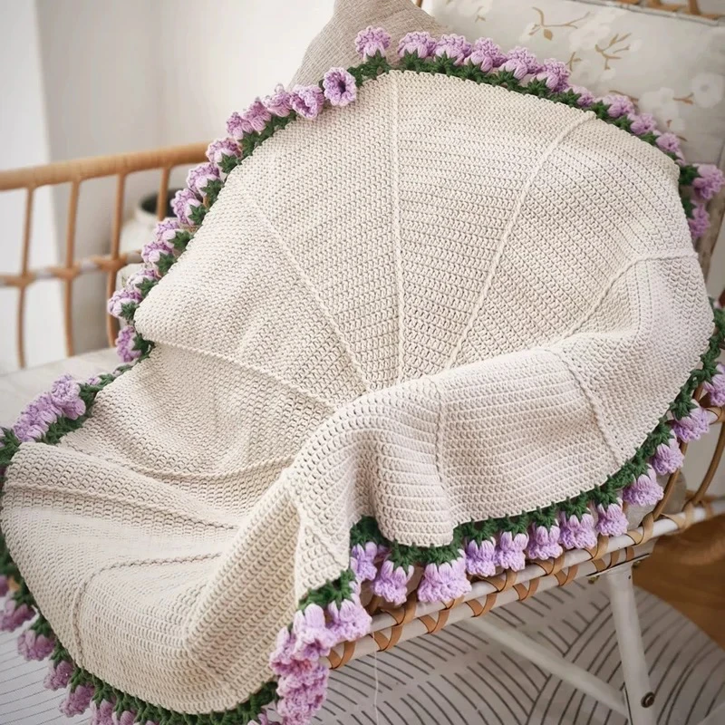 

Rose Bouquet Blanket Handmade Wool Bouquet Blanket Woven Crocheted DIY Material Creative Gift Need To Knitte Flower Blanket