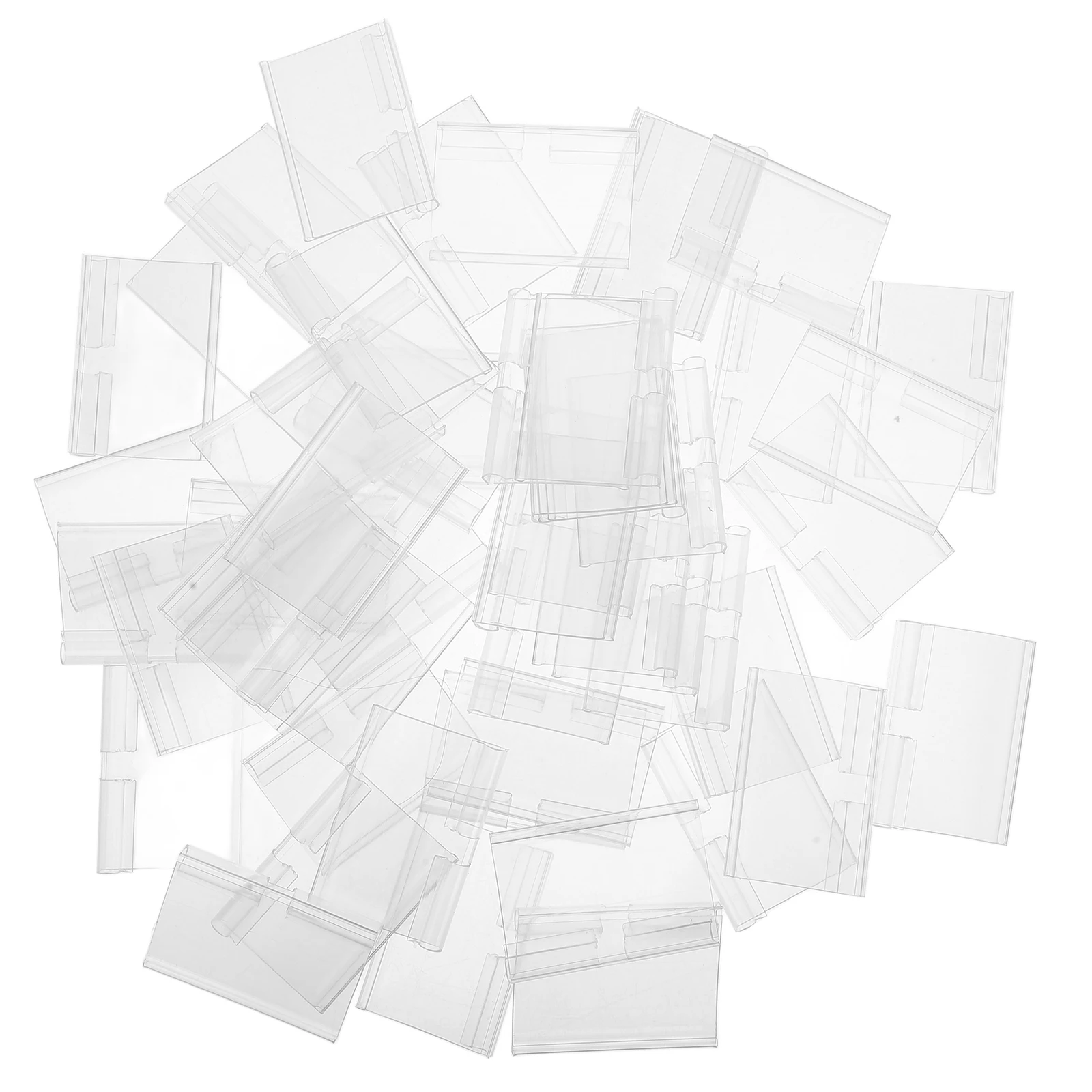 

50pcs Price Tag Display Signs Sturdy Plastic Small Holders Attachable Shelf Clips Supermarket Label Holders Easy Use