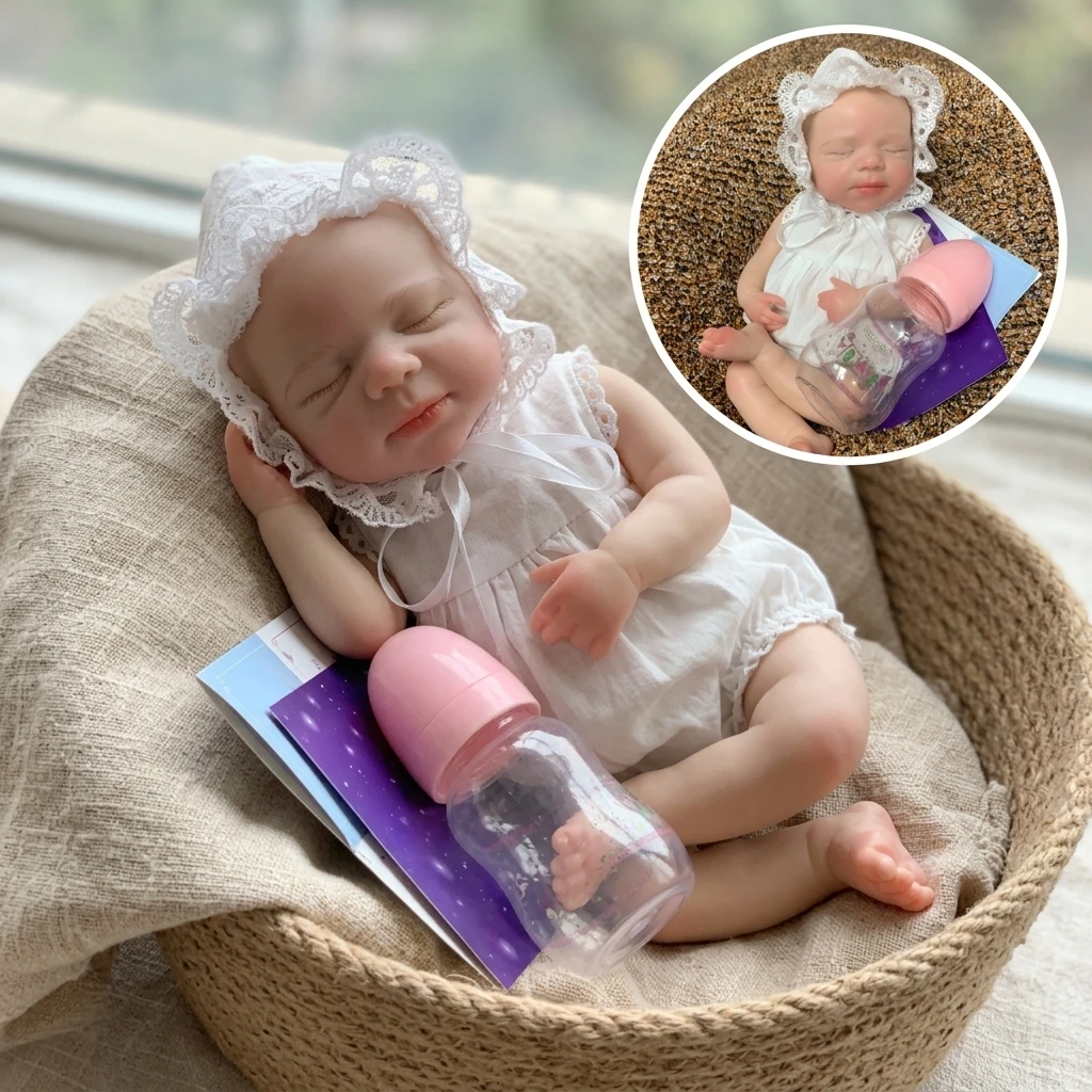 Lovely Pascale Reborn Baby Toy Handmade 3D Painted Skin 13 Inch solid silicone reborn baby