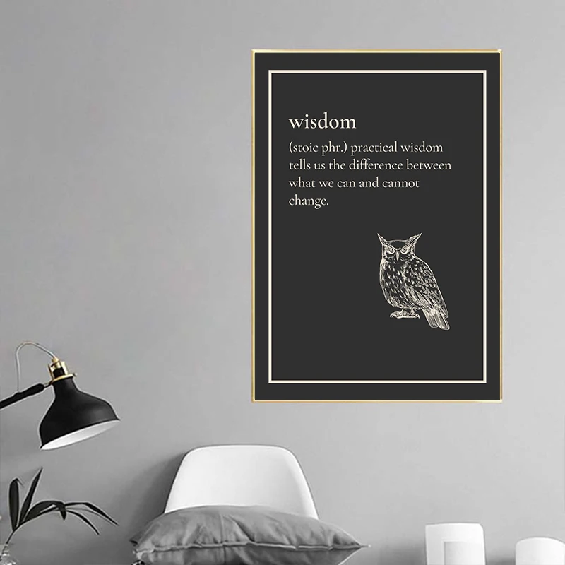 Stoicism Courage Justice Wisdom Stoic Virtue Poster Canvas Painting Owl Lion Motivational Quote For Office Room home decor