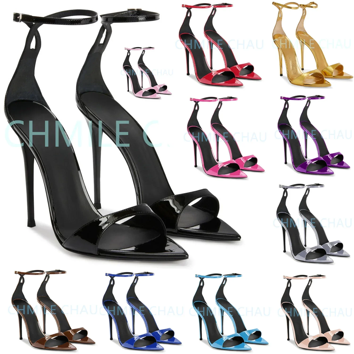 

【Measure your feet length before order】Elegant Luxury Designer Women Sandal Stiletto High Heel Dress Shoe Talon Femme 42-CHC-30