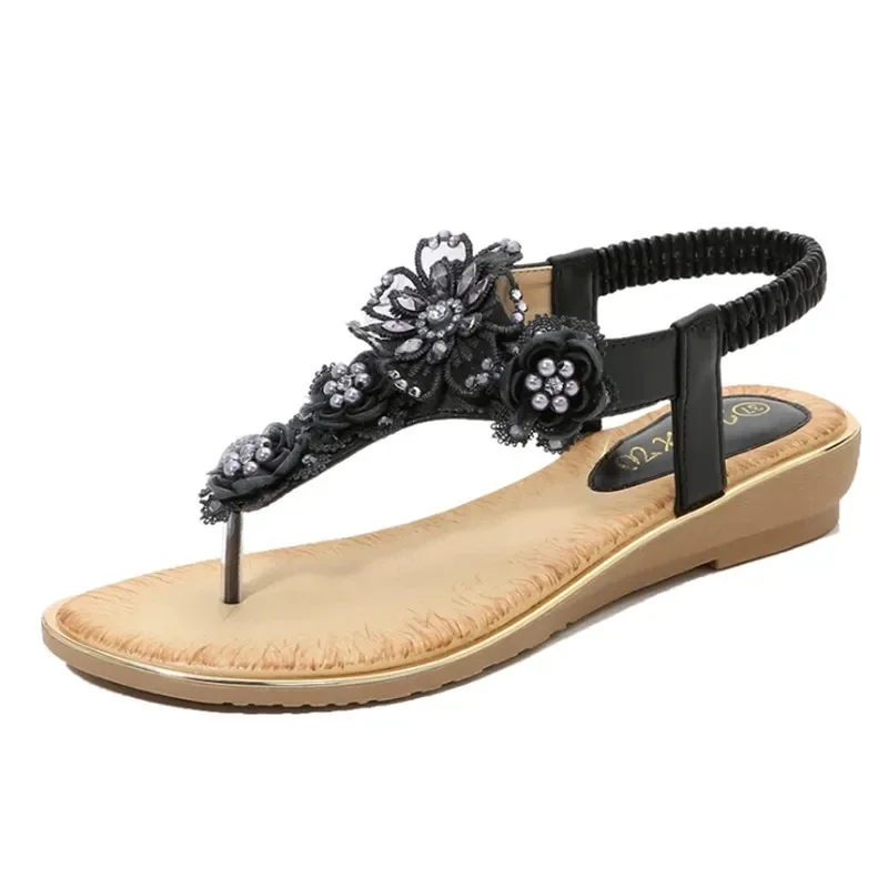 Summer Women Sandals Open Toe Flowers Bohemian Sandals Women Shoes  Fashion Flip Flops Sandalias Ladies Flat Chaussure Femme