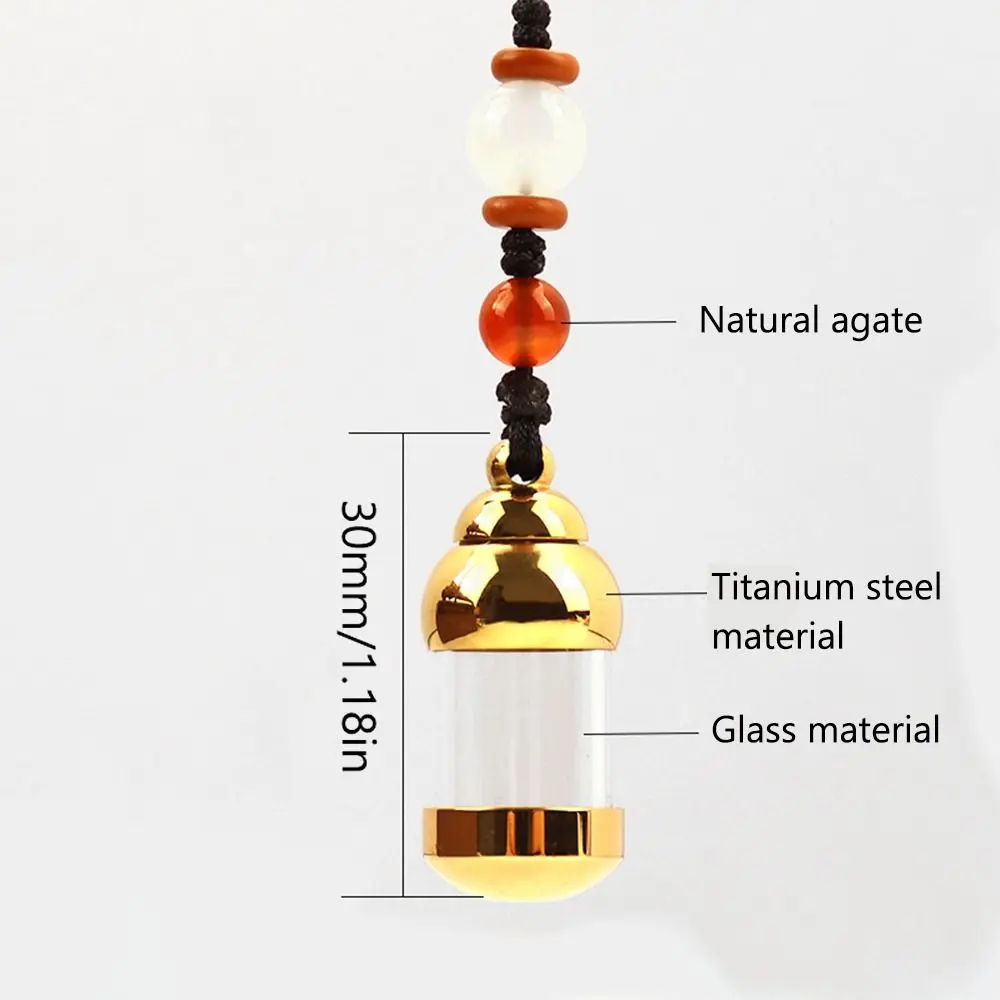 Creative Cylinder Glass Vial Keychain Clear Glass for Ash Sand Lucky Charm Steel Cremation Urn Wishing Bottle Pendant