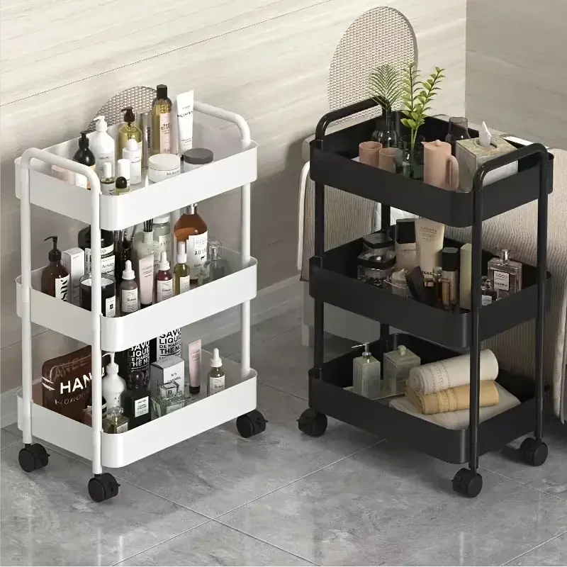 Bookshelf Storage Trolley Mobile Kitchen Organizer Cart With Wheels Multi-Layer Bathroom Shelves Household Snacks Storage Rack