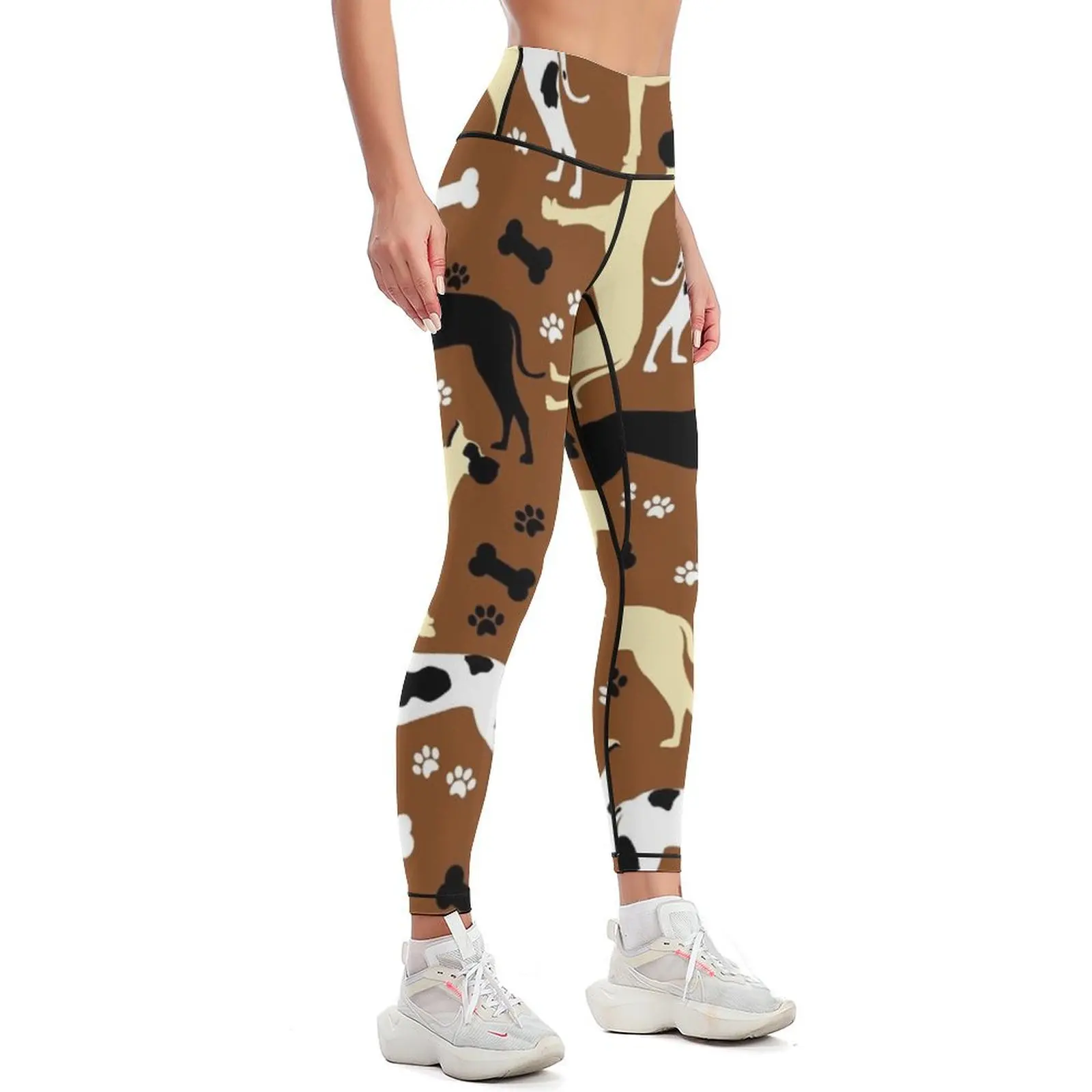 Great Dane Harlequin Great Danes Black and Fawn Great Danes Pattern in Brown Leggings gym top Womens Leggings